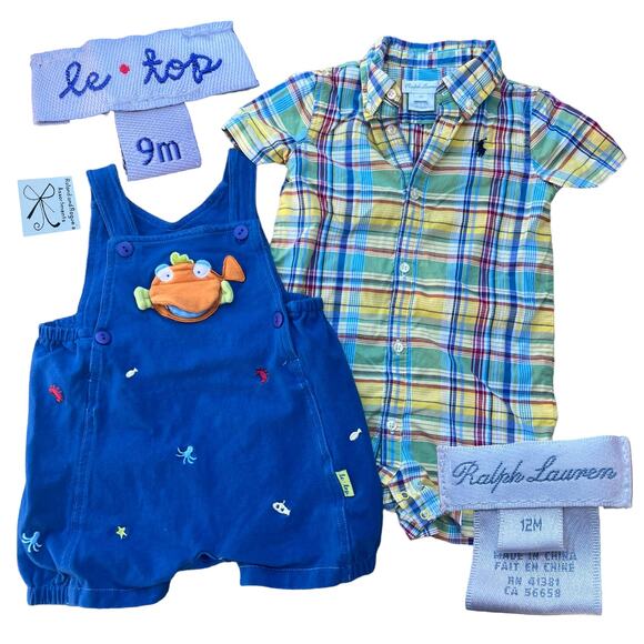 Le Top and Ralph Lauren 2-CT Bodysuit Bundle Baby Sz 9/12 months - Picture 1 of 9